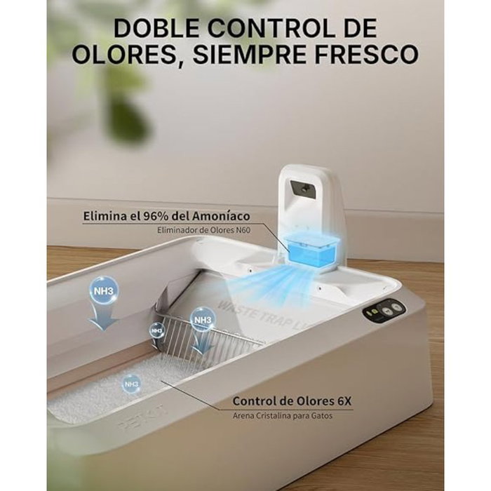 PetKit PuroBot Crystal Duo Arenero Autolimpiable con Cámara IA y Cubierta, Blanco
